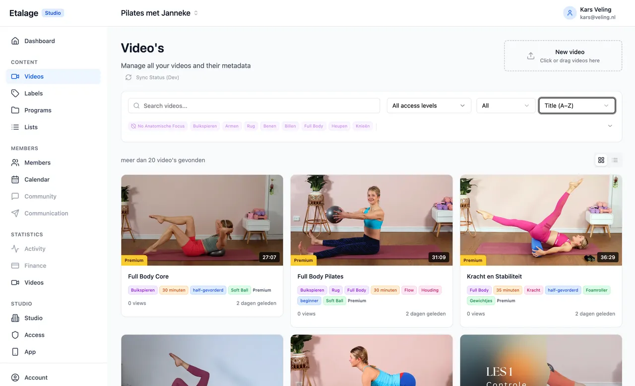 Etalage Studio - Video Management Dashboard